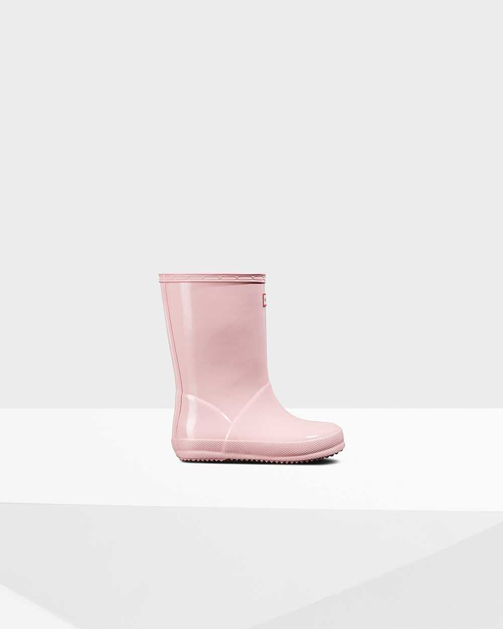 Hunter Original First Classic Gloss Kids Rain Boots NZ-87610W Pink